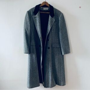 VINTAGE WOOL DOUBLE BREASTED HERRINGBONE PEA COAT